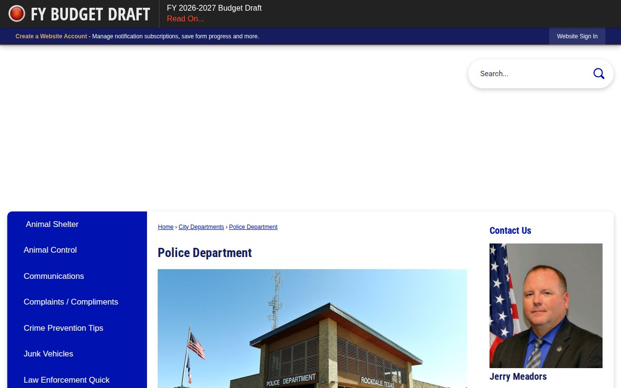 Milam County Rockdale Police Department records source page
